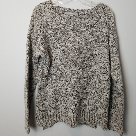 NY Collection Sequin Gray Open stitch Sweater size Large - Picture 1 of 4